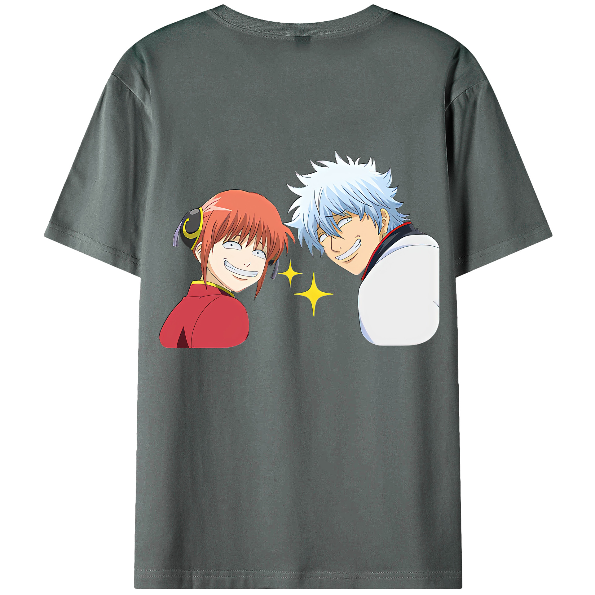 （画像用） ぎんたま 坂田銀時（さかたぎんとき） 神楽 志村新八（しむら しんぱち） GINTAMA Sakata Gintoki Kagura Shimura Shinpachi 綿100％ メンズ半袖Tシャツ（バックプリント） 通気性